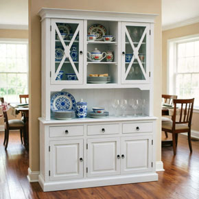 Country-Style White Solid Wood Sideboard